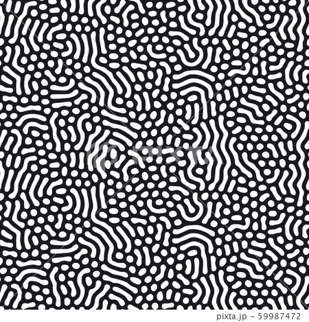 Organic background with rounded lines. Diffusion reaction seamless pattern. Linear design with biological shapes. Abstract vector illustration in black and white. 59987472