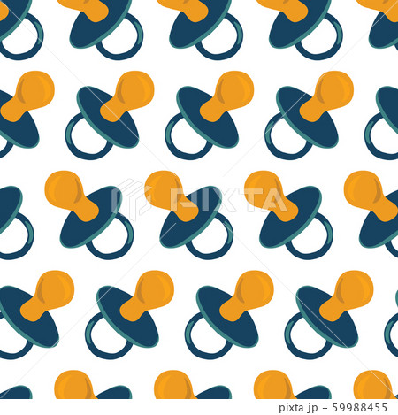 Blue baby pacifier seamless vector pattern. Repeating background flat style hand drawn soother binky 59988455