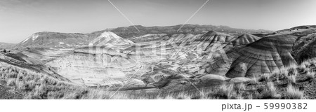 Panoramic black and white view from Painted Hills Overlook 59990382