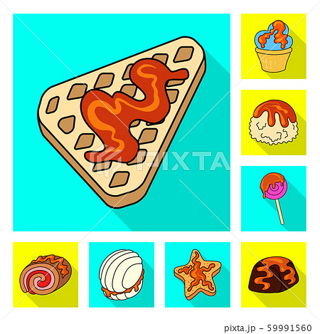 Isolated object of confectionery and culinary icon. Set of confectionery and colorful vector icon for stock. 59991560