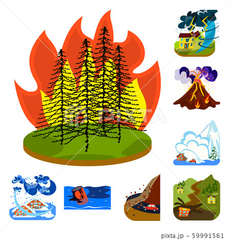Vector illustration of cataclysm and disaster symbol. Collection of cataclysm and apocalypse stock vector illustration. 59991561