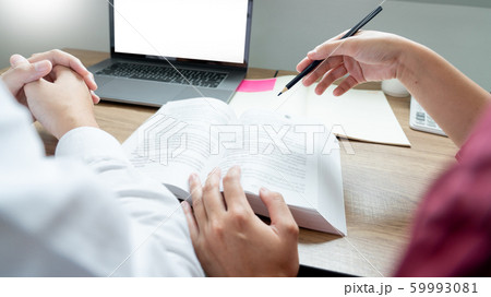 Teaching helping technology concept. Woman young 59993081