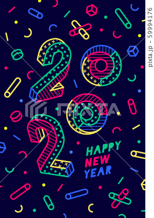 2020, Happy New Year. Greeting card Happy New Year 2020 59994176