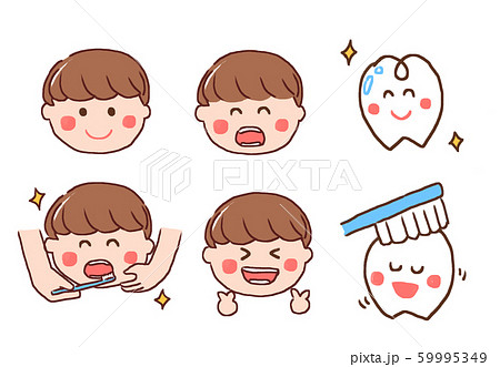 歯磨き 文字無し 枠線ありのイラスト素材