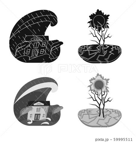 Vector illustration of weather and distress symbol. Collection of weather and crash stock vector illustration. 59995511