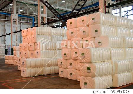 Warehouse with a bunch of huge, white, rectangular Warehouse with a bunch of huge, white, rectangular 59995833
