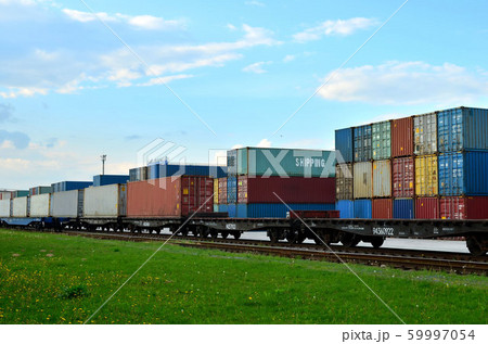 Cargo dock terminal with sea containers. logistic 59997054