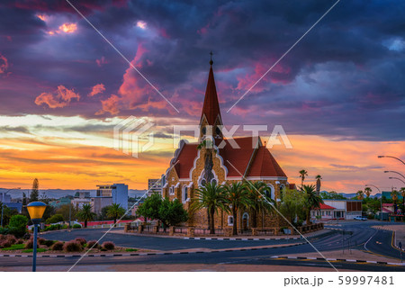 Dramatic sunset above Christchurch, Windhoek, Namibia 59997481