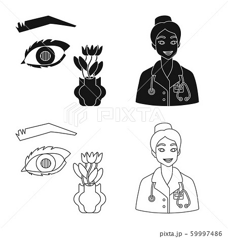 Vector design of diet and treatment symbol. Collection of diet and medicine vector icon for stock. 59997486