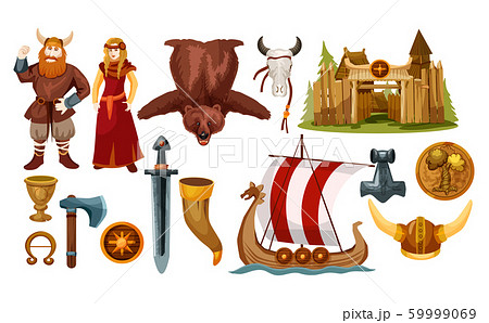 Ancient Scandinavian and viking culture icons Ancient Scandinavian and viking culture icons 59999069