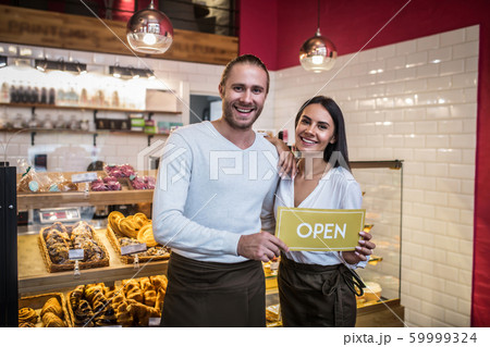 Husband and wife opening their own pastry shop and thus feeling amazing Husband and wife opening their own pastry shop and thus feeling amazing 59999324