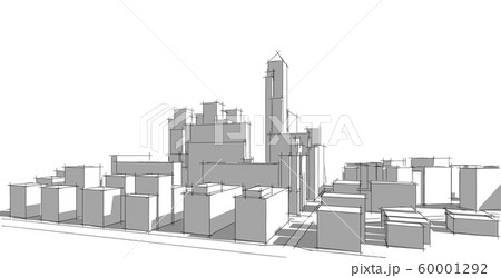 Modern architecture wireframe. Concept of urban Modern architecture wireframe. Concept of urban 60001292