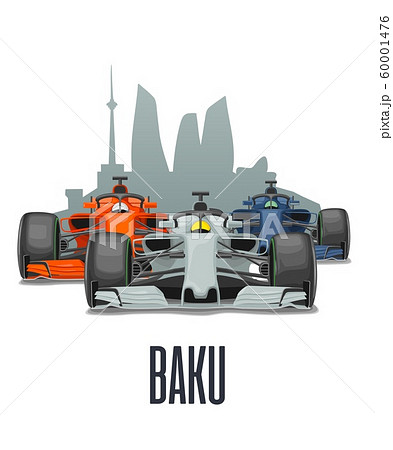 Cityline Baku and three racing cars on Grand Prix. Cityline Baku and three racing cars on Grand Prix. 60001476