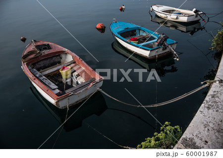 Old Wooden Motorboats On Calm Water In Harbor In Croatia 60001987