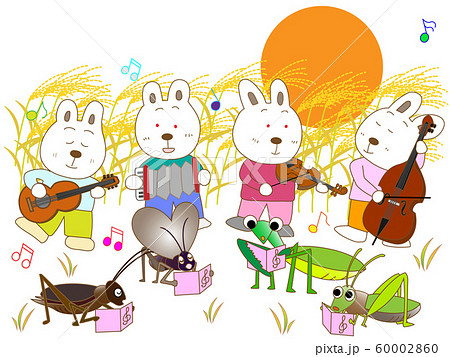 満月の夜のウサギと昆虫のコンサート 60002860