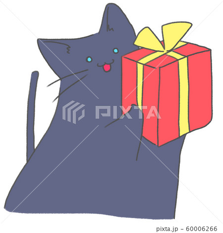 ネコとプレゼント(黒猫・青い瞳) ネコとプレゼント(黒猫・青い瞳) 60006266