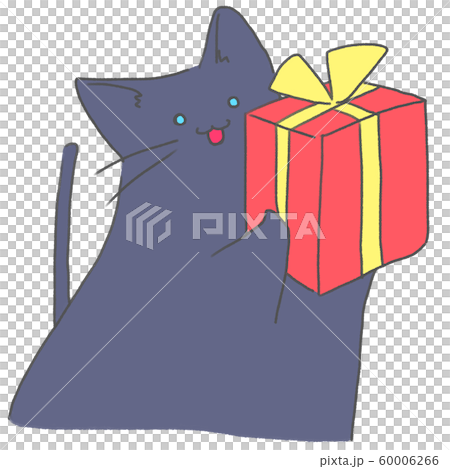 ネコとプレゼント(黒猫・青い瞳) ネコとプレゼント(黒猫・青い瞳) 60006266