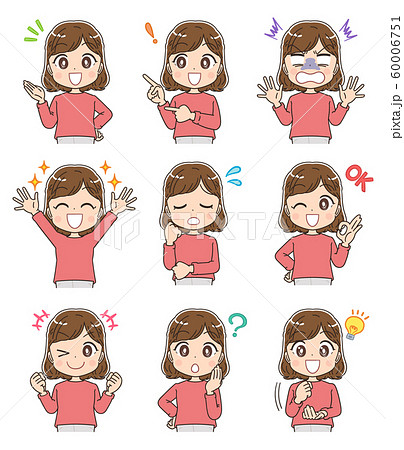 若い女性 私服 アニメ 漫画 イラスト 素材 60006751