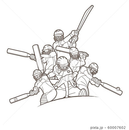 Cricket players action cartoon sport graphic vector 60007602