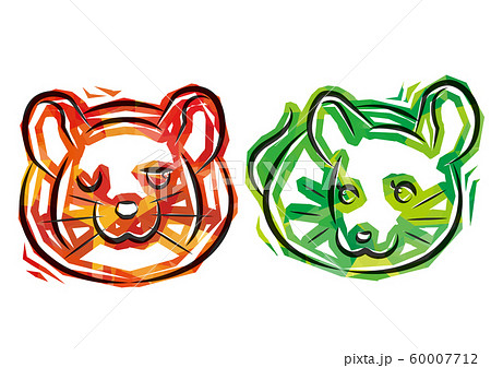 カラー別のつがいのねずみのイラスト(版画セロハン風スタンプ) カラー別のつがいのねずみのイラスト(版画セロハン風スタンプ) 60007712