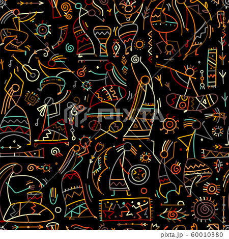Folk ethnic dance, seamless pattern for your design 60010380
