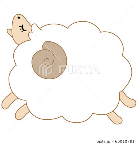 巻き角の可愛い羊のイラストのイラスト素材