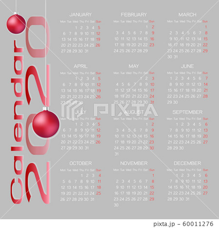 Created calendar 2020 template with festival ball 60011276