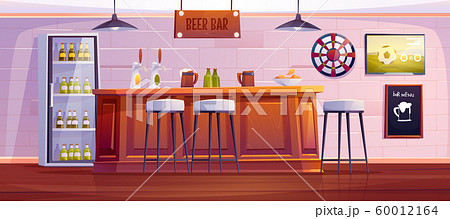 Beer bar or pub, empty interior with wooden desk 60012164