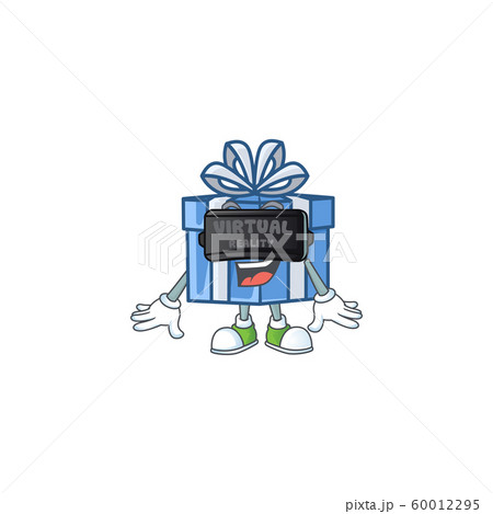cool blue gift box character in Virtual reality headset 60012295