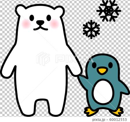 シロクマとペンギンのキャラクターのイラスト素材