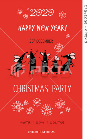 Funny mouses party, symbol of 2020 year. Banner for your design Funny mouses party, symbol of 2020 year. Banner for your design 60014021