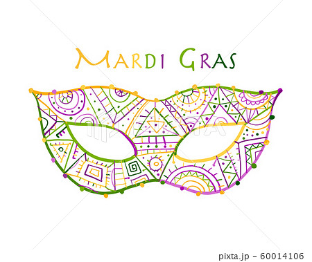 Mardi gras holiday. Greeting card design with ornate mask 60014106