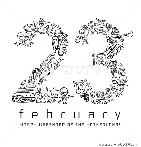 Happy Defender of the Fatherland. Russian national holiday on 23 February. Gift card for men. Vector illustration Happy Defender of the Fatherland. Russian national holiday on 23 February. Gift card for men. Vector illustration 60014557