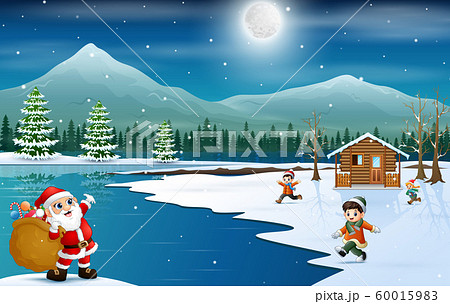 Santa Claus holding sack of gifts to give for children Santa Claus holding sack of gifts to give for children 60015983