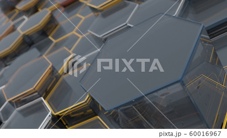 Abstract Glass Background of Hexagons. 3D illustration Abstract Glass Background of Hexagons. 3D illustration 60016967
