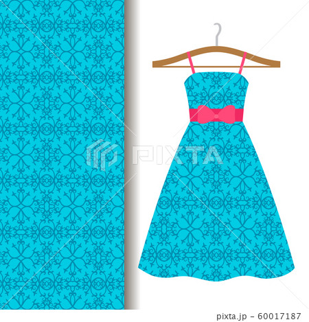Dress fabric with blue arabic pattern 60017187