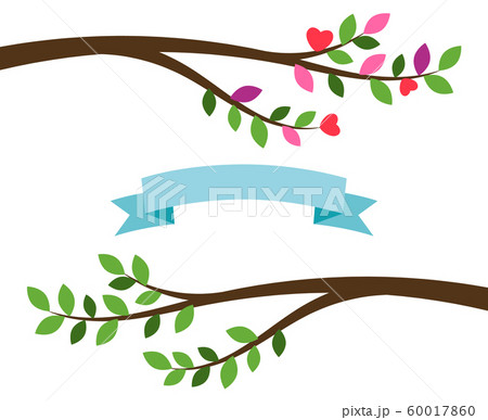 Cartoon tree branches and blue ribbon 60017860