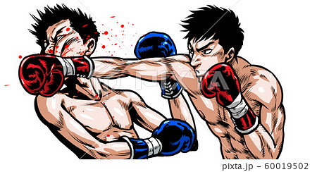 ボクシング ストレート パンチ 殴る 劇画 漫画 イラスト 熱血 闘い バトル のイラスト素材