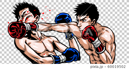 ボクシング ストレート パンチ 殴る 劇画 漫画 イラスト 熱血 闘い バトル のイラスト素材