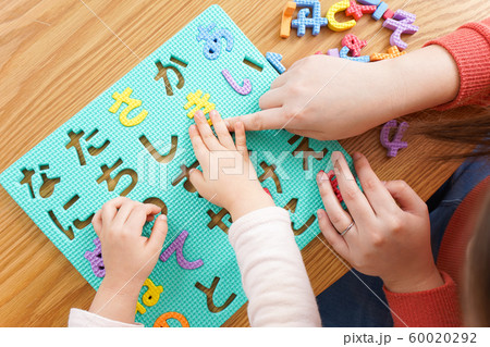 家で勉強をする親子 家で勉強をする親子 60020292