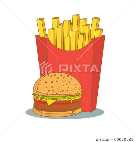 French fries and hamburger . fast food menu 60020639