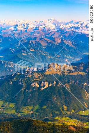 Aerial view on the Swiss Alps with snow peaks Aerial view on the Swiss Alps with snow peaks 60022260