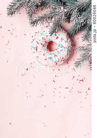 Christmas ball made of glazed donut and sugar 60026086
