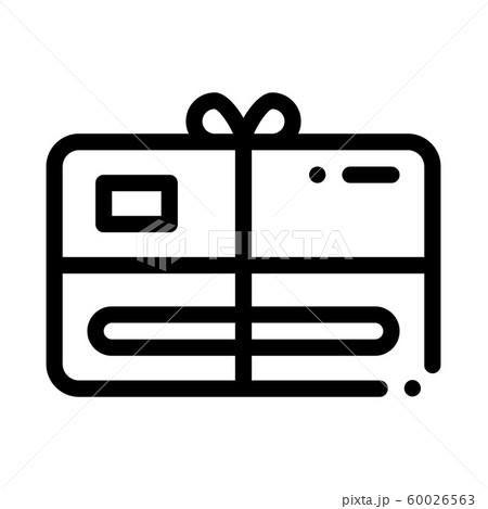 Gift Certificate with Bow Icon Vector Outline Illustration 60026563