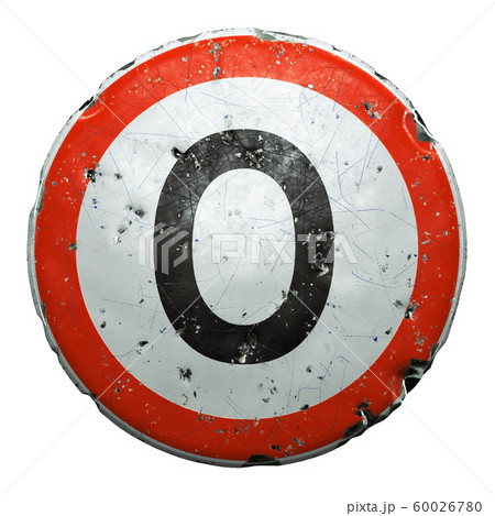 Public road sign in red and white with a capitol letter O in the center isolated on white background. 3d 60026780