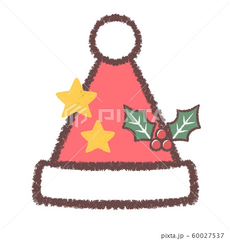 クリスマス帽子と星とヒイラギのイラスト素材
