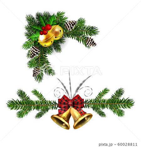 Christmas decorations with fir tree golden jingle bells 60028811