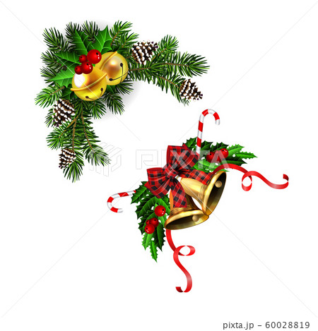 Christmas decorations with fir tree golden jingle bells 60028819