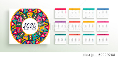 2020 abstract folk art calendar planner template 60029288