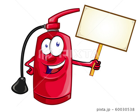 Cartoon Character of fire extinguisher with 60030538
